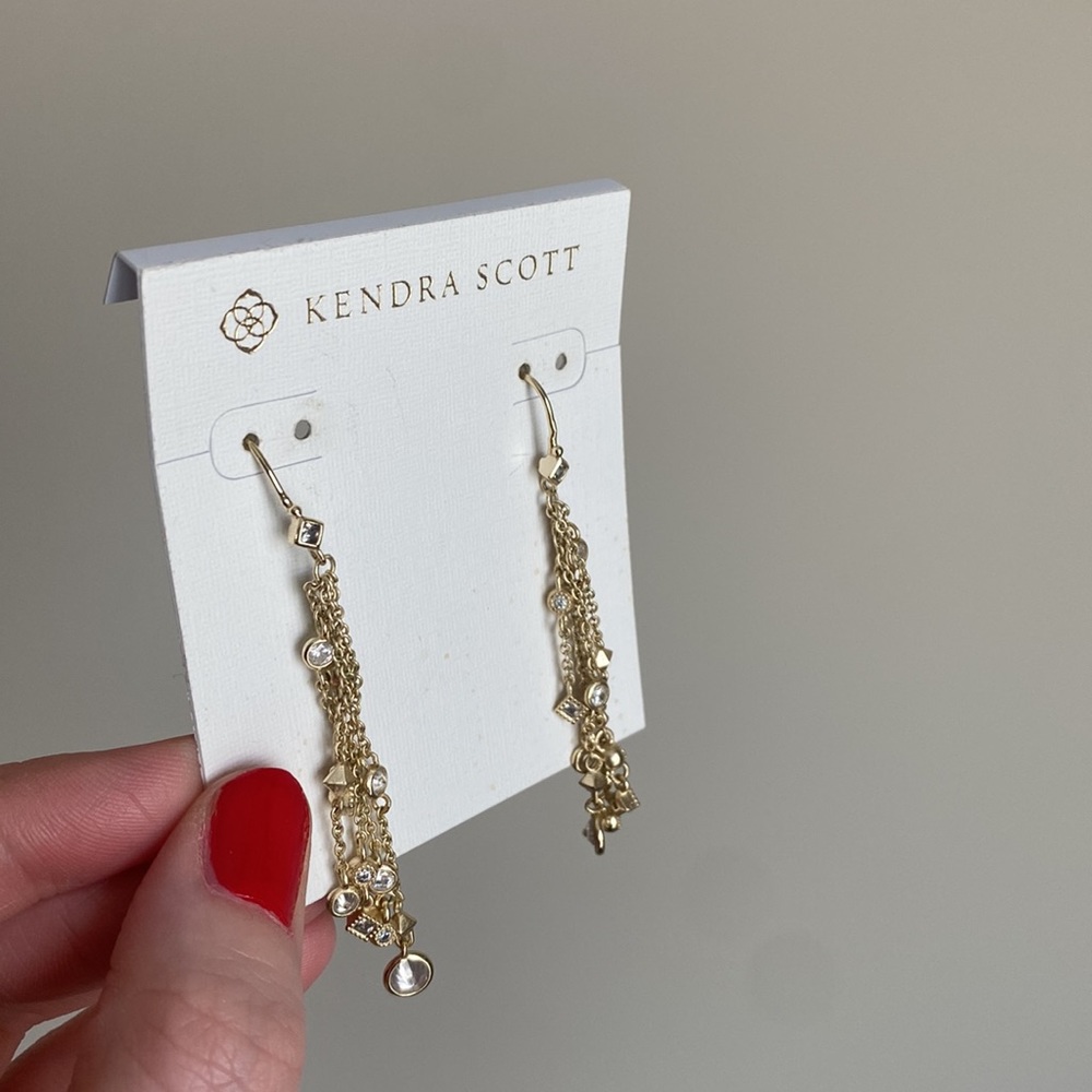 Kendra Scott Like New Dangle Gold Earrings - Picture 2 of 3